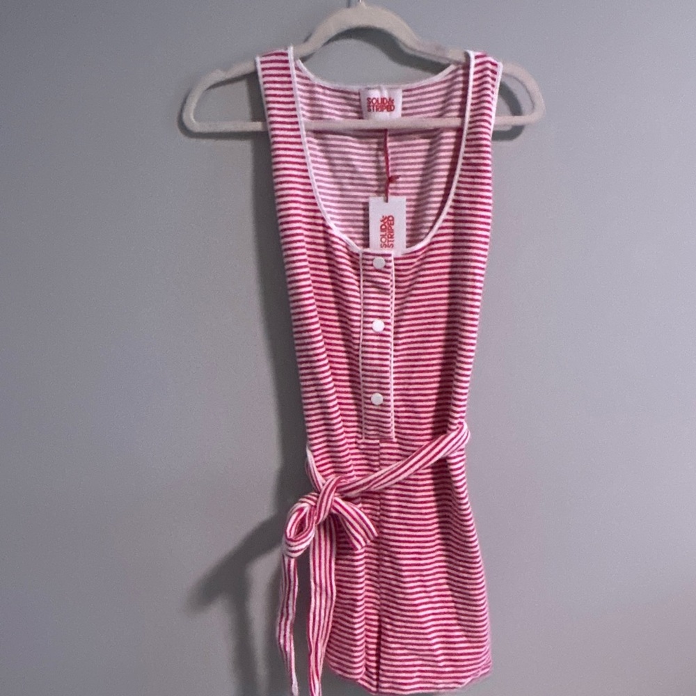 SOLID & STRIPED Pink and White Striped Garment
